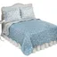 King Blue Reversible Floral Polyester Quilt Set