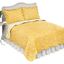 Yellow Twin Reversible Floral Polyester Quilt with Scalloped Edges