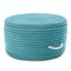 Turquoise Round Braided Pouf Ottoman, 21"x21"x12"