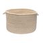 Natural Wool Houndstooth Beige Round Storage Basket 24"