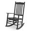 Black Wooden Rocking Chair with Slatted Back and Arms