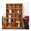 Elegant Dry Oak Wood Double Wide Bookcase with Adjustable Shelves