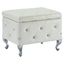 White Faux Leather & Chrome Square Storage Ottoman