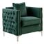 Green Velvet Button Tufted Chair with Nailhead Trim