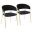 Tania Black Velvet and Gold Metal Arm Chairs, Set of 2