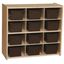 Kids Baltic Birch 12-Cubby Storage Unit with Chocolate Tubs