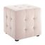 Velvet Pink Tufted Cube Ottoman with Non-Marking Foot Caps