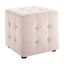 Velvet Pink Tufted Cube Ottoman with Non-Marking Foot Caps