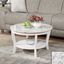 Heritage 30" Round White Faux Marble Coffee Table with Shelf