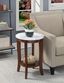 Heritage Elegance Round Wood End Table with Shelf in Espresso
