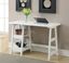 White Wood Trestle Desk with Shelves, 47 in