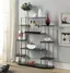 Black Wood and Stainless Steel 10-Shelf Wall Unit