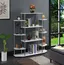 Modern White Wood Wall Unit Bookshelf with Stainless Steel Legs