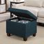 Teal Blue Fabric Storage Ottoman with Tapered Legs