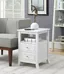 White Wood End Table with Storage Drawers and Shelf