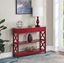 Cranberry Red Wood Console Table with Storage Shelves