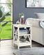 Ivory Rectangular Wood End Table with Shelves