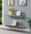 SoHo V Faux Birch 42" Glass-Top Console Table with Storage Shelf