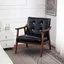 Natalie Black Faux Leather Wood Accent Chair