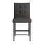 Charcoal Brown Tufted Fabric Counter Height Barstool with Wooden Legs