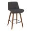 Constance Charcoal Gray Fabric and Walnut Wood Swivel Counter Stool