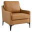 Corland Tan Leather Accent Chair with Sleek Metal Legs