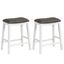 Gray and White 26-Inch Saddle Style Backless Bar Stools with Leather Upholstery