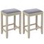 White 25" Backless Rubber Wood Bar Stools with Upholstered Seat