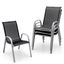 Black Stackable Outdoor Dining Chairs with Armrests, Set of 4