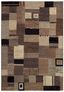 Ivory and Grey Synthetic Patchwork Area Rug