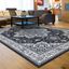 Gray and White Persian-Inspired Synthetic Area Rug 5'3" x 7'6"