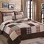 Queen Brown Cotton Reversible Patchwork Quilt Set