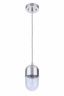 Brushed Polished Nickel Mini Pendant with Clear Seeded Glass