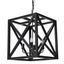 Rustic Black Square Wood Chandelier with Ambient Light