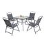 Gray 5-Piece Steel Patio Dining Set with Folding Chairs