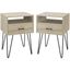 Birch Wood Mid-Century Modern Hairpin Leg End Tables with Storage