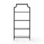 Black Steel Modern Pagoda-Style Etagere with Glass Shelves