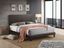 Sleek Full/Double Black Faux Leather Platform Bed with Stitched Headboard