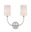 Sylvan Polished Nickel 2-Light Sconce with White Linen Cylinder Shades