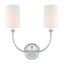 Sylvan Polished Nickel 2-Light Sconce with White Linen Cylinder Shades