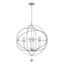 Olde Silver 6-Light Sphere Chandelier with Clear Glass Drops