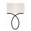 Black Forged 2-Light Wall Sconce with White Silk Shade