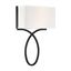 Black Forged 2-Light Wall Sconce with White Silk Shade