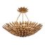 Antique Gold and Crystal 6-Light Semi-Flush Ceiling Chandelier