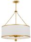 Elegante Antique Gold 8-Light Chandelier with White Silk Drum Shade