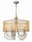 Elegant Brass Drum Chandelier with Silk Shade and Etruscan Teardrop Crystals