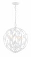 Matte White Mini Wrought Iron 4-Light Chandelier