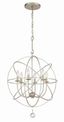 Olde Silver Sphere Cage Chandelier with Clear Glass Drops