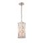 Polished Nickel Mini Drum Pendant with White Silk Shade