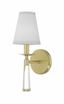 Aged Brass and White Silk Shade Wall Sconce